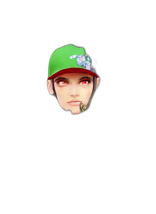 hat, face, jewelry, staff, pixel art, anime, 3d render, photorealistic transparent PNG cut-out