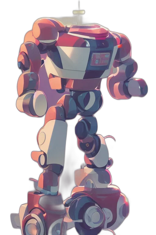robot, weapon, concept art, 3d render, pixel art, vaporwave, pastel, red transparent PNG cut-out