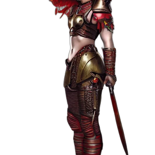 sword, staff, fantasy art, concept art, comic book art, pixel art, red, girl transparent PNG cut-out