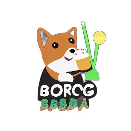simple, logo, corgi, drinking, boba, milk, tea, design transparent PNG cut-out