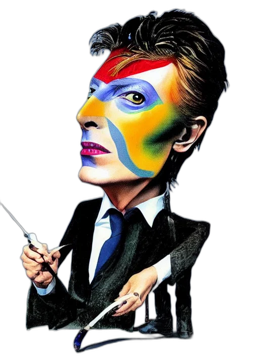 face, watercolor, cartoon, photorealistic, concept art, david, bowie, painted transparent PNG cut-out