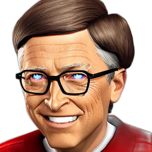 face, cartoon, photorealistic, 3d render, comic book art, bill, gates, team transparent PNG cut-out