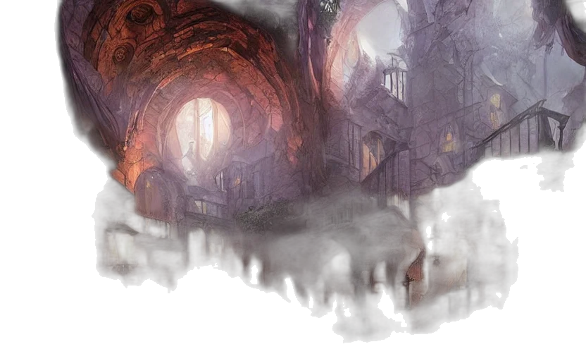 concept art, fantasy art, watercolor, photorealistic, fog, snow, fire, outer space transparent PNG cut-out