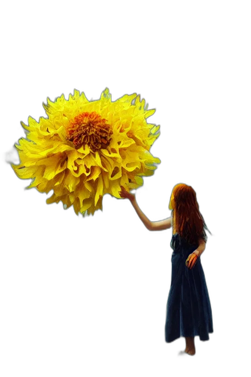 flower, umbrella, dress, staff, photorealistic, oil painting, 3d render, fantasy art transparent PNG cut-out