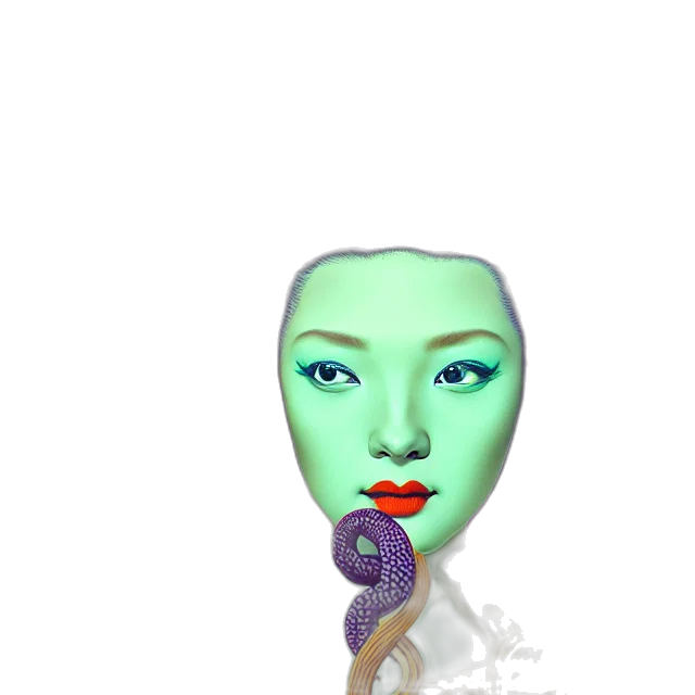 mask, face, staff, jewelry, 3d render, vaporwave, photorealistic, concept art transparent PNG cut-out