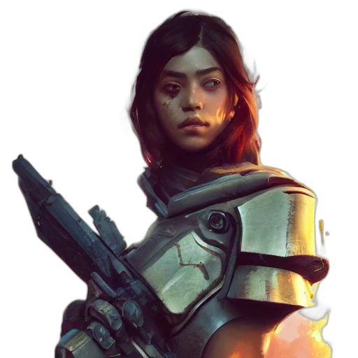 weapon, face, staff, jacket transparent PNG cut-out