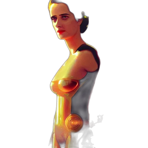 robot, dress, staff, weapon transparent PNG cut-out