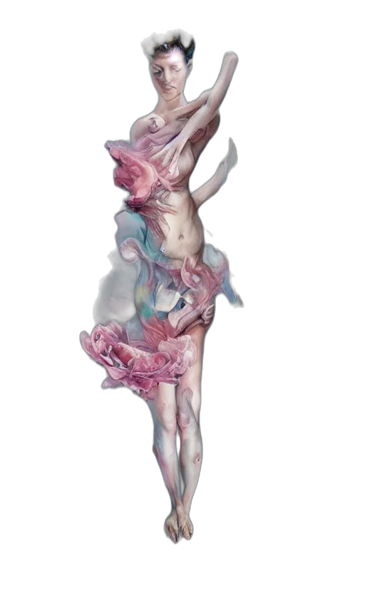 dress, creature, hair, animal, concept art, 3d render, watercolor, vaporwave transparent PNG cut-out