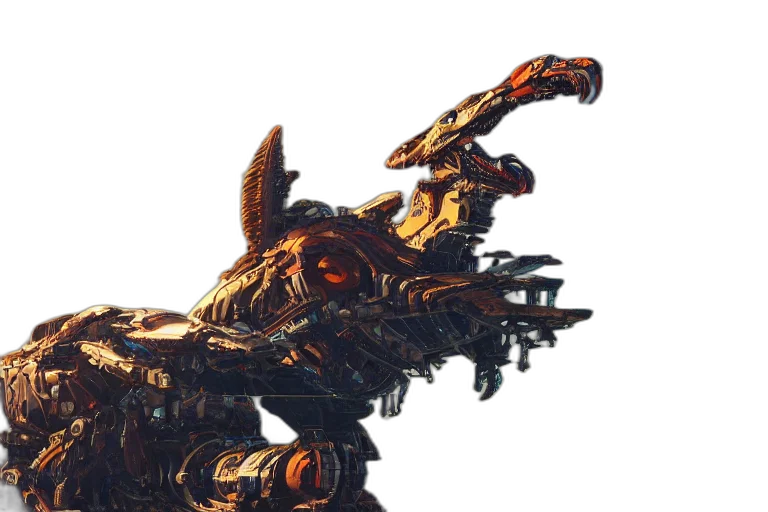 robot, weapon, dragon, creature, concept art, 3d render, fantasy art, photorealistic transparent PNG cut-out