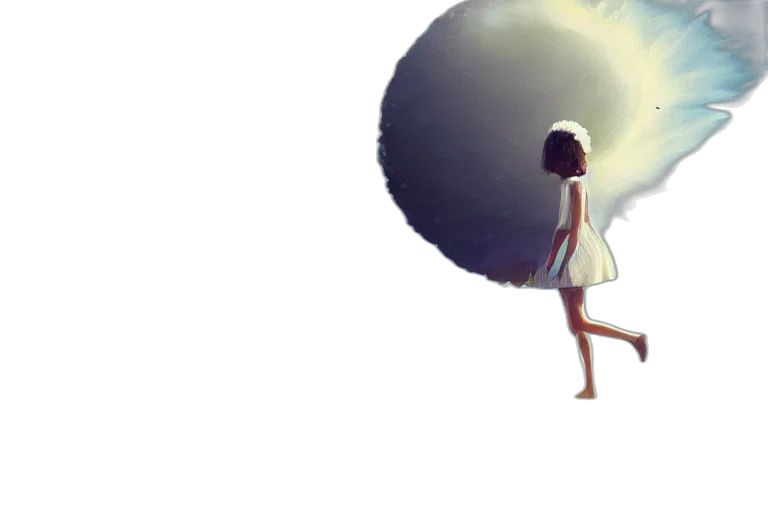 hair, dress, umbrella, creature, concept art, fantasy art, 3d render, watercolor transparent PNG cut-out