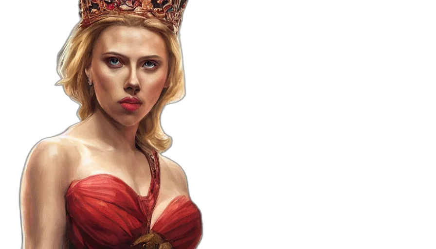 crown, photorealistic, comic book art, fantasy art, concept art, scarlett, johansson, stately transparent PNG cut-out