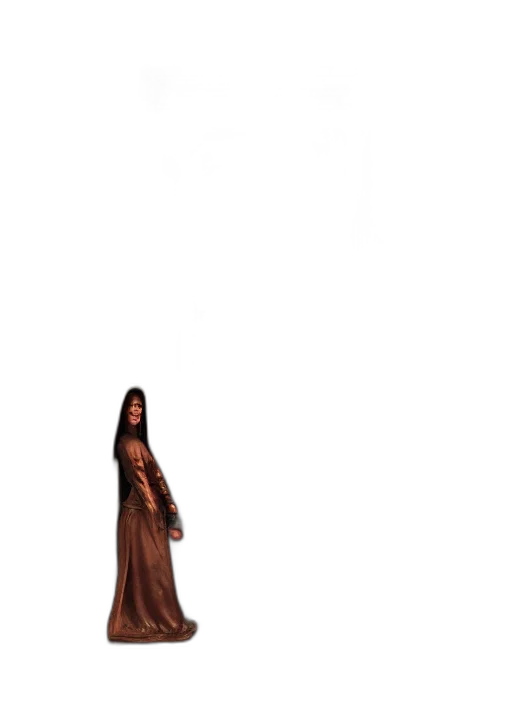 dress, staff, hair, creature transparent PNG cut-out