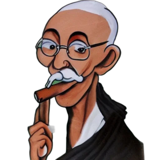 staff, face, cartoon, concept art, comic book art, anime, painting, mahatma transparent PNG cut-out