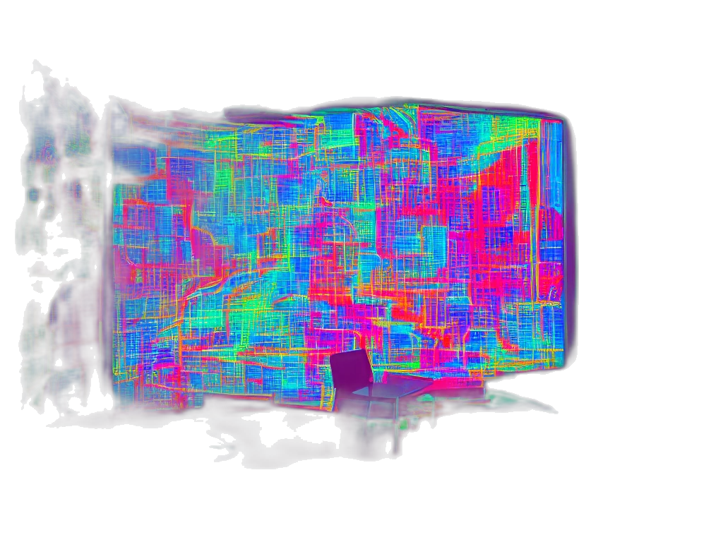 robot, 3d render, vaporwave, pixel art, neon, colorful, blue, red transparent PNG cut-out