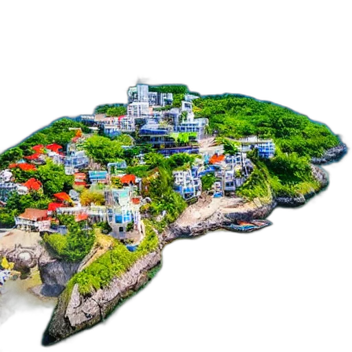 building, 3d render, concept art, photorealistic, pixel art, island, beautiful, city transparent PNG cut-out