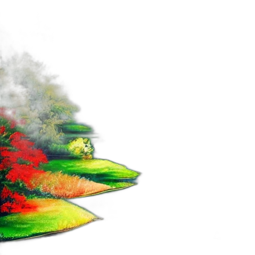 tree, flower, crown, 3d render, photorealistic, pixel art, concept art, fog transparent PNG cut-out
