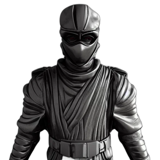 staff, jacket, mask, concept art, 3d render, comic book art, pixel art, monochrome transparent PNG cut-out