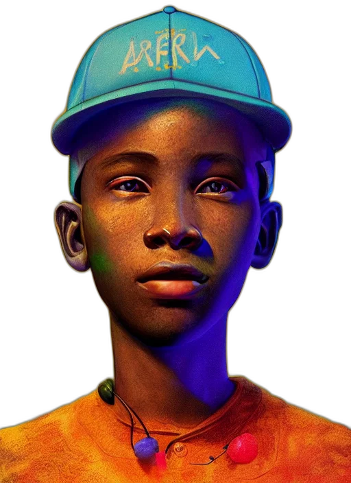 face, hat, mask, robot, photorealistic, 3d render, concept art, fantasy art transparent PNG cut-out