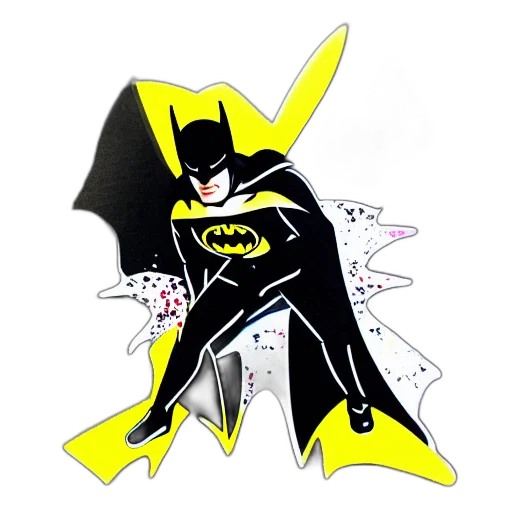 comic book art, concept art, cartoon, watercolor, die, cut, sticker, batman transparent PNG cut-out