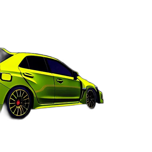 car, 3d render, concept art, photorealistic, pixel art, neon, green, wrx transparent PNG cut-out