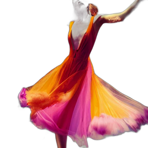 dress, flower, photorealistic, 3d render, concept art, fantasy art, colorful, neon transparent PNG cut-out