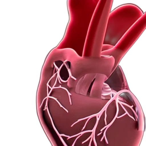 3d render, close, anatomical, model, human, heart, made, transparent transparent PNG cut-out