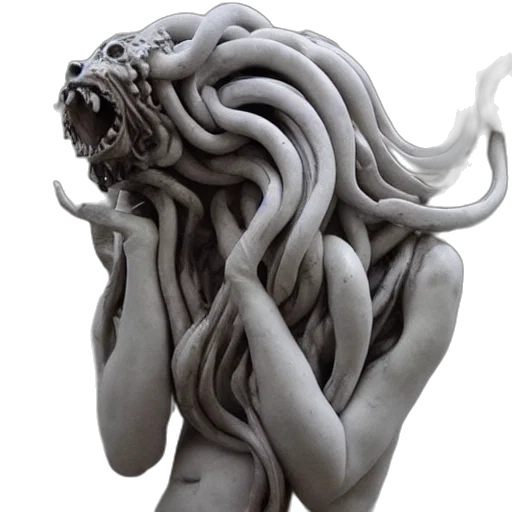 creature, mask, hair, dragon, concept art, 3d render, fantasy art, photorealistic transparent PNG cut-out