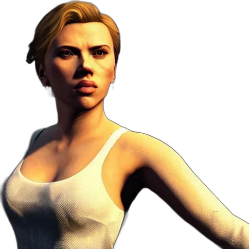 3d render, photorealistic, concept art, comic book art, scarlett, johansson, gta, style transparent PNG cut-out