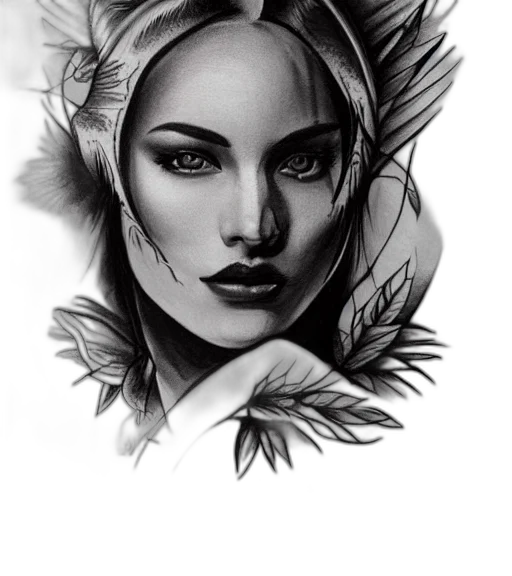 face, crown, flower, mask, photorealistic, pencil sketch, fantasy art, comic book art transparent PNG cut-out