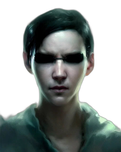 face, mask, robot, cyberpunk, photorealistic, comic book art, concept art, green transparent PNG cut-out