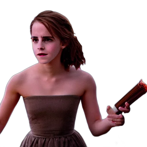 dress, weapon, staff, hair transparent PNG cut-out