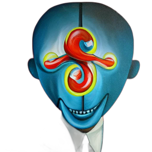 mask, face, staff, 3d render, concept art, cartoon, surrealist, painting transparent PNG cut-out