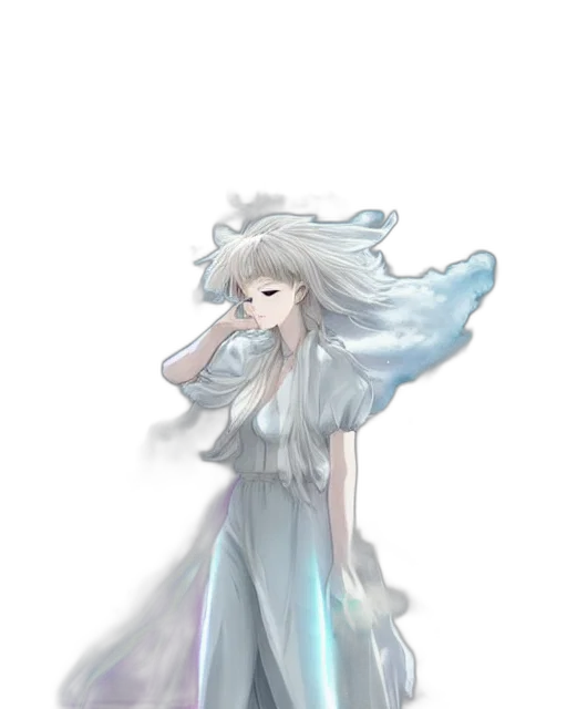 dress, staff, creature, hair, concept art, fantasy art, anime, pixel art transparent PNG cut-out