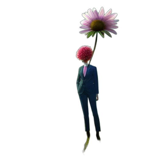 flower, staff, umbrella, creature, 3d render, concept art, photorealistic, vaporwave transparent PNG cut-out
