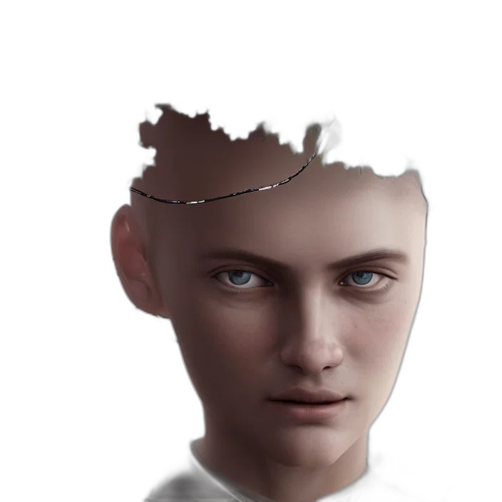 crown, face, robot, creature, concept art, 3d render, photorealistic, fantasy art transparent PNG cut-out