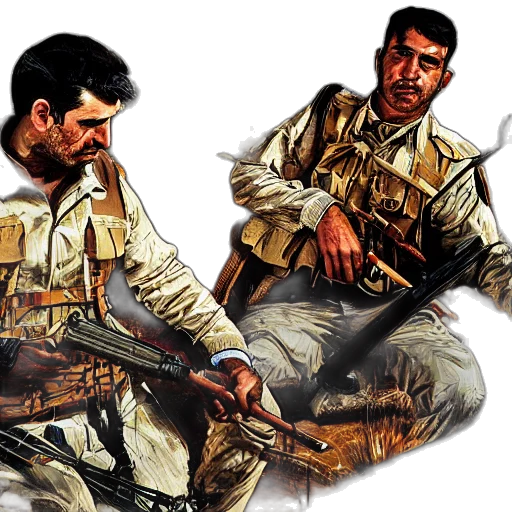 concept art, comic book art, photorealistic, oil painting, kurdish, peshmerga, mountains, art transparent PNG cut-out
