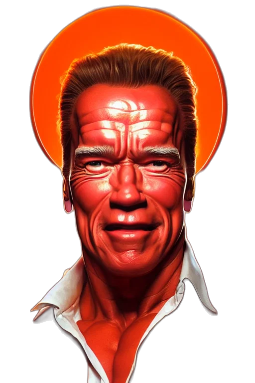 face, staff, comic book art, photorealistic, concept art, 3d render, red, arnold transparent PNG cut-out