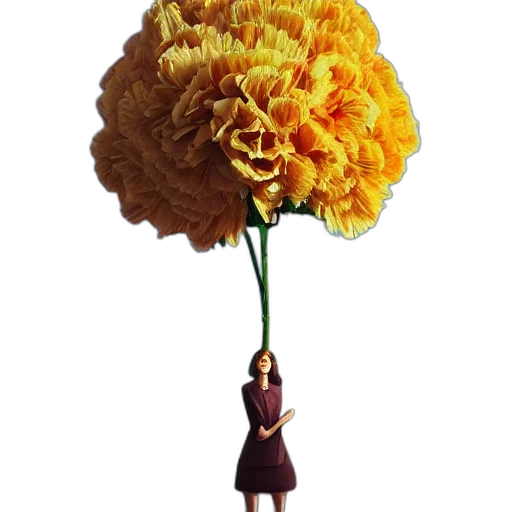 flower, staff, umbrella, dress, 3d render, photorealistic, concept art, oil painting transparent PNG cut-out
