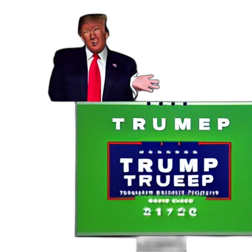 3d render, trump, waring, green transparent PNG cut-out