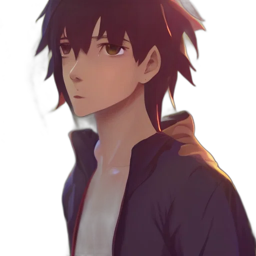 face, hat, jacket, staff, anime, pixel art, concept art, watercolor transparent PNG cut-out