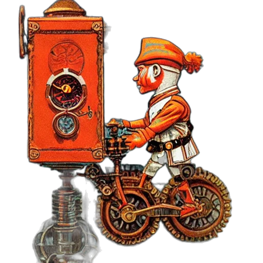 robot, concept art, pixel art, steampunk transparent PNG cut-out