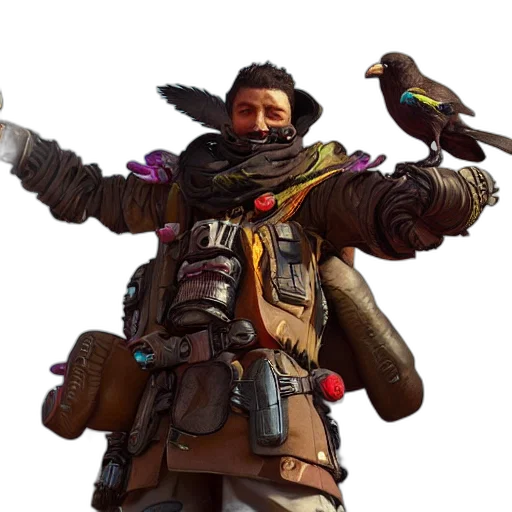 staff, weapon, jacket, face, concept art, fantasy art, cyberpunk, photorealistic transparent PNG cut-out