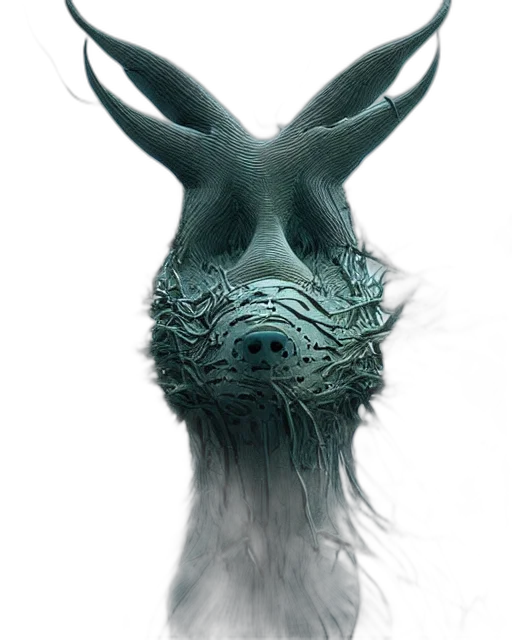mask, dragon, creature, face, concept art, fantasy art, 3d render, photorealistic transparent PNG cut-out