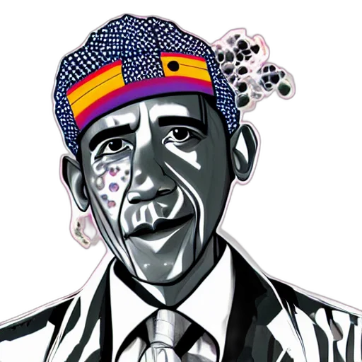 mask, cartoon, obama, fashionable, soundcloud, rapper, illustration, horohiko transparent PNG cut-out
