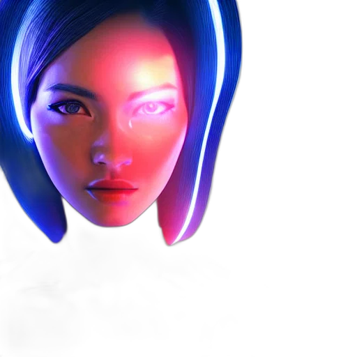 face, robot, mask, crown, concept art, 3d render, cyberpunk, vaporwave transparent PNG cut-out