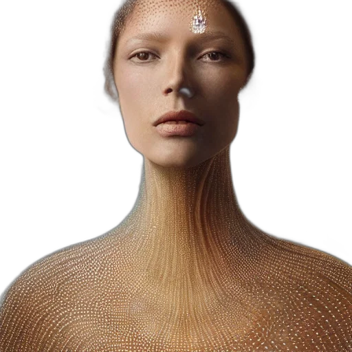 face, hair, dress, mask, 3d render, photorealistic, concept art, fantasy art transparent PNG cut-out