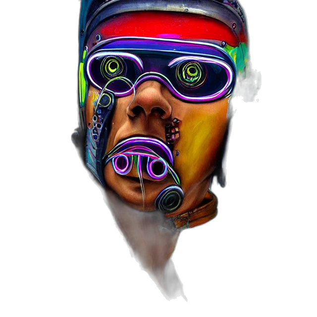mask, face, robot, staff, cyberpunk, concept art, photorealistic, 3d render transparent PNG cut-out