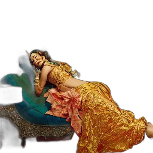 dress, furniture, oil painting, photorealistic transparent PNG cut-out