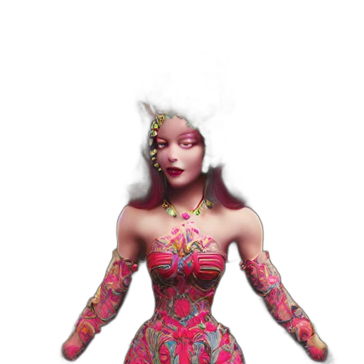 dress, crown, 3d render, concept art, fantasy art, pixel art, red, beautiful transparent PNG cut-out