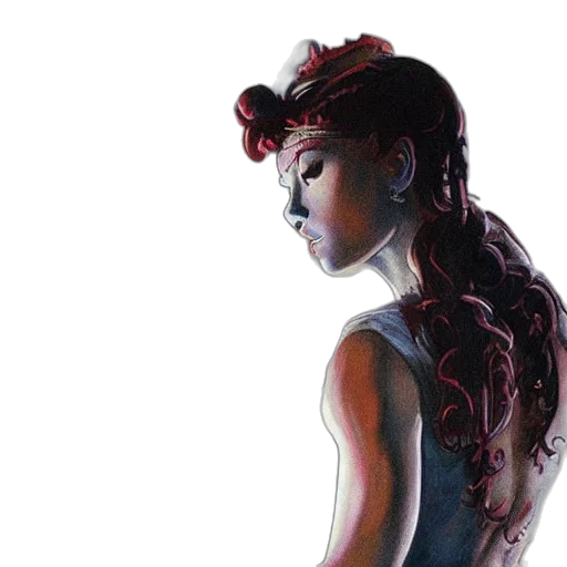 dress, crown, concept art, cyberpunk, fantasy art, comic book art, neon lights, red transparent PNG cut-out